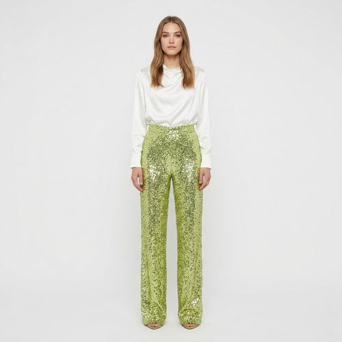Valentina Rossi | Sequin Straight-Leg Party Pants For Women