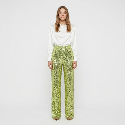 Valentina Rossi | Sequin Straight-Leg Party Pants For Women