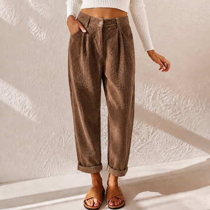 Lucy Stewart | High Waist Corduroy Wide Leg Pants For Women
