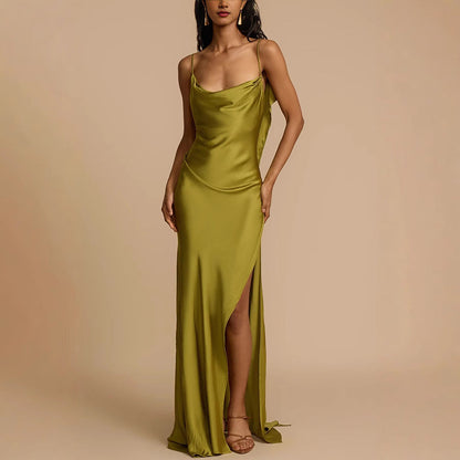 Imogen Carrington | Satin Cowl Neck Slip Maxi Dress For Women