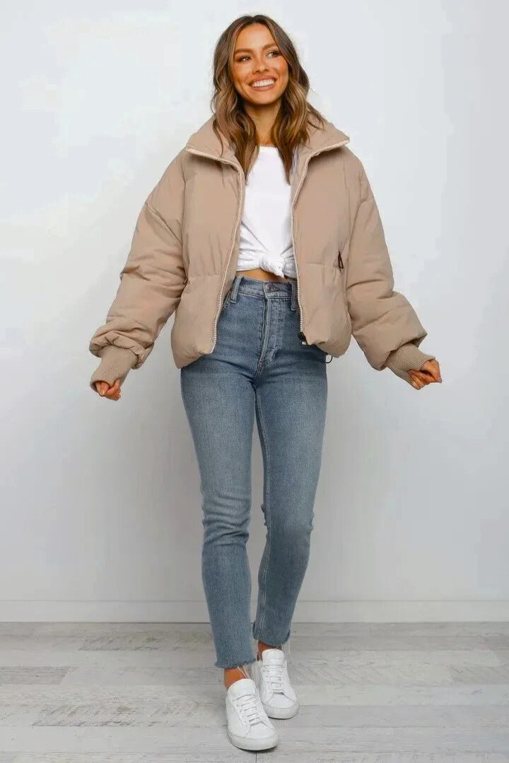 Mia Thompson | Cropped Quilted Puffer Jacket For Women