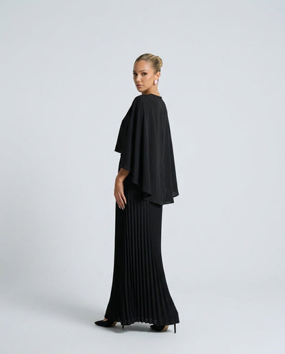 Sienna Wyndham | Cape Overlay Pleated Maxi Dress For Women